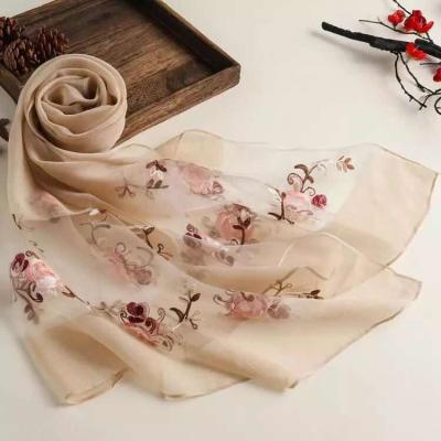 China 2021 New Style Multi Embroidered Scarf Multiple Embroidered Hijab Scarf Rayon Islamic Short Jacquard Beard Artificial Silk Scarf for sale