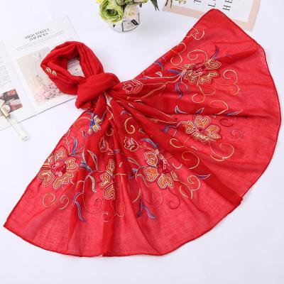 China Popular Premium Quality Headscarf Hijab Women Cotton CVC Head Set Colorful Embroider Monocolour Necker Sjaal Voilevoi Head for sale