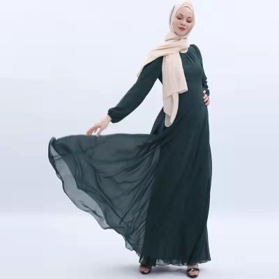 China 2021 Polyester Late Summer Muslim Women's Chiffon Long Skirt Solid Color Arabic Plus Size Women's Dress Custom Factory Direct Selling for sale