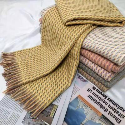 China 2021 new styles cashmere designer fashion fashionable custom made polyesterImitation polyester scarf brushed large warm ladies plaid f for sale