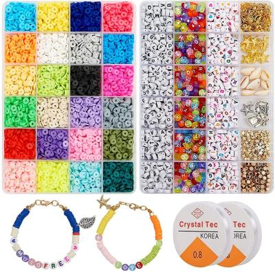 China Jewelry Making 24 Colors Flat Clay Spacer Beads with Letter Beads, Jump Rings, Pendants for DIY Jewelry Bracelets Necklace Earring Spotting Kit for sale