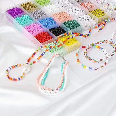 China Wholesales Casual/Sports DIY Glass Seed Beads Alphabet Letter Beads Glass Beads For Jewelry Making Women Hand Bracelet Jewelry Making Kit for sale