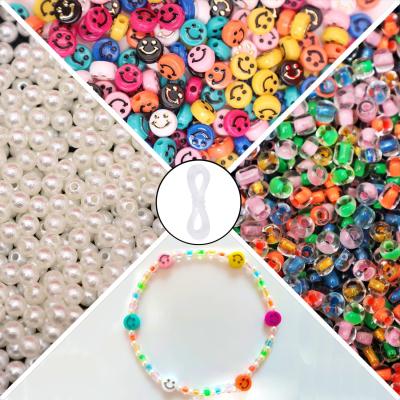 China Casual/Sports Jewelry Making Bead Crystal Beads and Elastic String Jewelry Kit 1200 Pcs Smiley Beads Happy Face Beads Making for sale