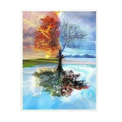 China textile & Fabric DIY Oil Acrylic Painting Paint By Number Kit Tree Colorful Paint By Numbers For Kids And Adults for sale