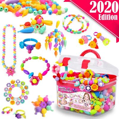 China Art Crafts Creativity DIY Toys Cartoon Toy Colorful Jewelry Beads Educational Pop Beads Set For Girls for sale