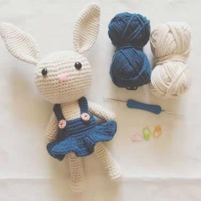 China Lovely Crochet Doll DIY Material Wrapped Wool Doll Handwoven Doll Lovers Rabbit for sale