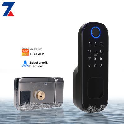 China Tuya APP fingerprint digital tuya digital door touch control high security password tamper alarm security smart door lock for sale