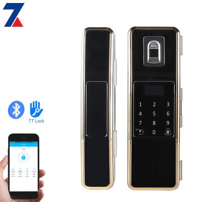 China APP TT Home Biological Digital Lock Phone Card Fingerprint Password High Security Smart Glass Door Lock for sale