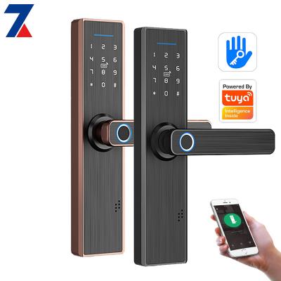 China Suitable Indoor Fingerprint Recognition APP Apartment Tuya Wifi Wireless Smart Door Lock for sale