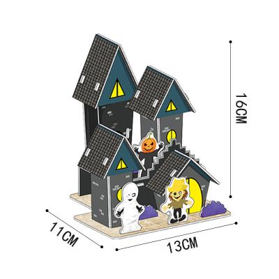 China 100% Eco-friendly Trick Or Treat House Halloween Game 3D Puzzle Kids Educational Toys for sale