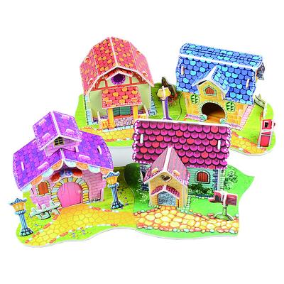 China 100% Eco-friendly Girls Series 3D Puzzle House Castles Building 3D Puzzle Paper Model Toys for sale