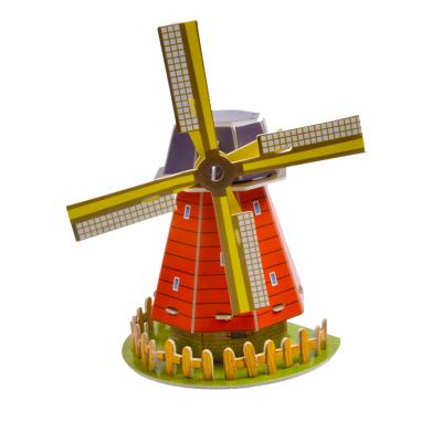 China 100% Eco-friendly German Dutch Windmill Architectural Model Ornaments Puzzle 3D Puzzle Children's Toy Model for sale