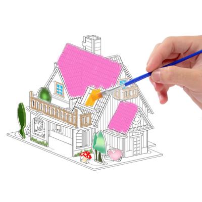 China 100% Eco-friendly Gift Box 12 Famous Buildings Houses Aircraft Vehicles Tank Toys Children's Puzzle 3D Painting Models for sale