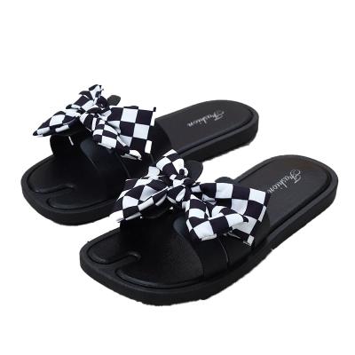 China Dropshipping Custom Logo Women Fashion Summer Beach Slippers Bowknot Outdoor Slides Anti-skid for sale