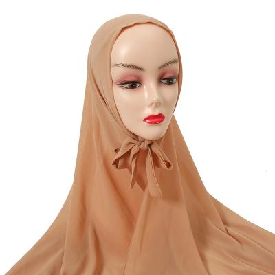 China RTS Daily Custom High Quality Chiffon Hijab With Hood Hijab With Cap Scarf With Undercap Inner Caps For Muslim Women for sale