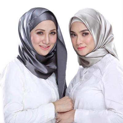 China New Matte Satin Silk Premium Jersey Turkish Muslim Fancy Square Summer Floral Luxe Daily Life Rayon Khimar Hijab RTS 2021 For Women for sale