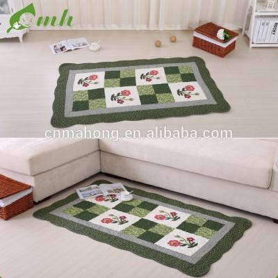 China Wholesale 100% Cotton Adhesive-Protective Home Use New Non-Slip Floral Patchwork Floor Mat for sale