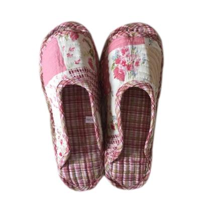 China 2019 Anti-odor factory directly sell MH custom printing anti-slip 100% cotton patchwork adult slipper for sale