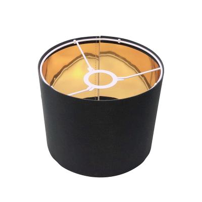 China Modern Hot Selling Black And Gold PVC Foldable Lampshade Creative KD Fabric Lampshade E27/E26 for sale