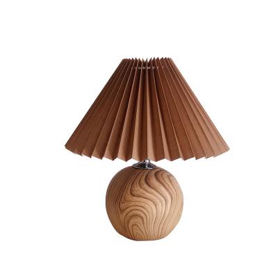 China European Modern Fancy Porcelain Hotel Bedside Fabric Shade Ceramic Base Pleated Table Lamps (Old) For Living Room for sale