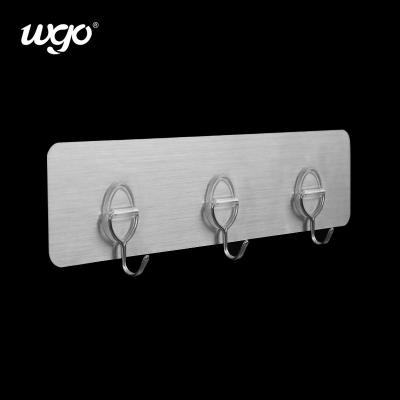 China Damage Free Installed Self Adhesive Wall Mounted Hook Hangers Mini Rack For Wall for sale