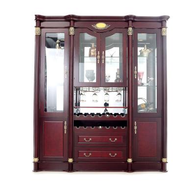 China High gloss antique color 1900cm*480cm*2100cm cherry color 1900cm*480cm*2100cm light luxury antique light luxury living room home furniture corner wine display cabinet for sale