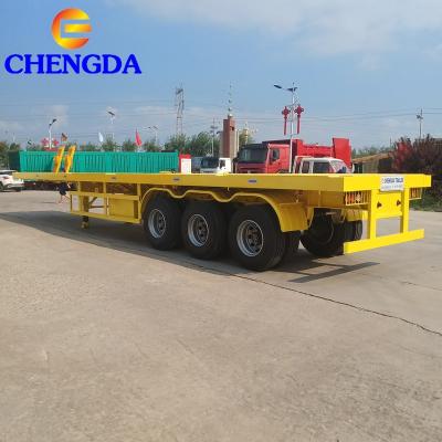 China Unique Unenclosed Design 40ft Flat Bed Container Transport Flatbed Semi Truck Trailer 3 Axles for sale