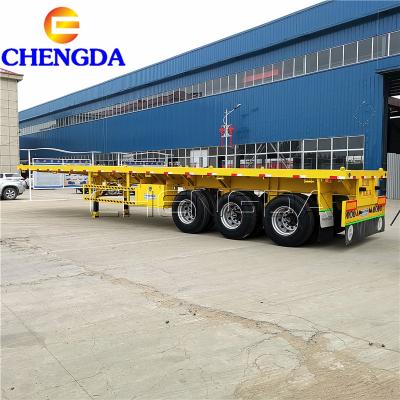 China Cheap Howo Three Axles 40ft Extendable Container Low Truck Trailer Flatbed Trailer 20ft for sale