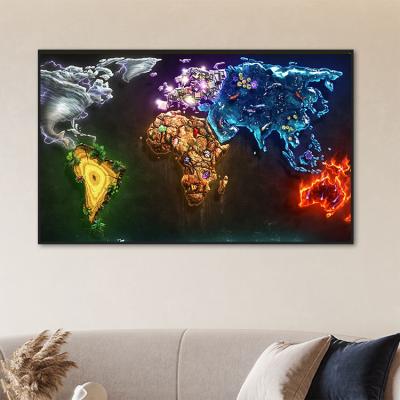 China Realistic Custom Wall Art Wall Painting Porcelain Crystal Canvas World Map for sale