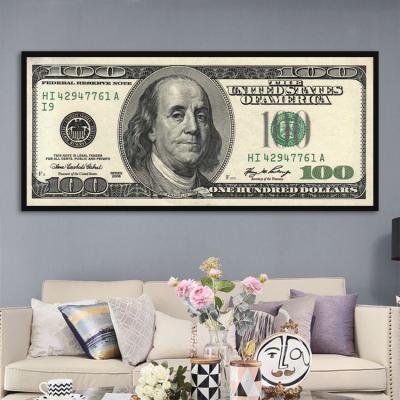 China Modern Living Room Hd Prints 100 Dollars Poster Gold Home Wall Decorative Artwork Canvas Art Decor for sale