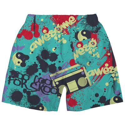 China hot sale custom all Anti-wrinkle summer fashion polyester mesh shorts over printed drawstring waist elastic swimming trunks for sale