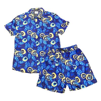 China QUICK DRY Mens Short Sleeve Two Piece Suit Hawaiian Shirts And Shorts Summer Beach Casual Hawaii Shirts Shorts Set for sale