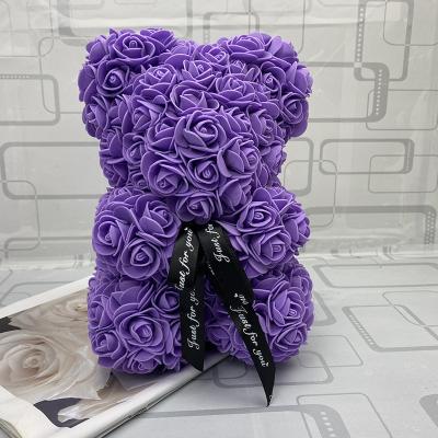 China Wholesale Artificial Bear Rose Flower Teddy Rose Bear Foam Plant 25cm Flower Head With Gift Box for sale