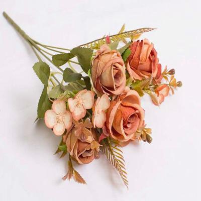 China Natural Real Touch Silk Rose European Rose Bouquet Imitation Flower Plant Home Wedding Office Decoration Fake Flower for sale