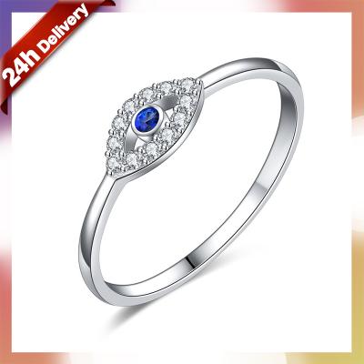 China Fashion Dylam Simple Silver Ring 925 Sterling Eye Jewelry TRENDY Blue Stone Women Rings Evil For Gift for sale