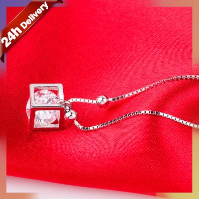 China Dylam fashion anklet chain jewelry 925 Sterling Silver TRENDY cube zircon beads anklet for women for sale