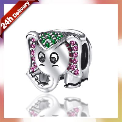 China Dylam TRENDY Fashion Jewellry Charms Qeen Status Diy Making Real Silver Custom Bracelet Glitter Elephant Charm for sale