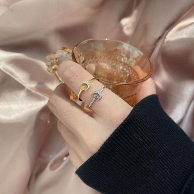 China FASHIONABLE Dylam Ready To Ship Minimalist Delicacy S925 Plata Anillo Rings 18K Gold Plated Ring Zircon Adjustable Moon Stars Ring for sale