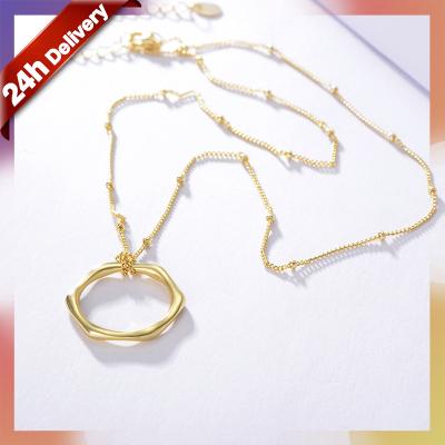 China Dylam FASHIONABLE Wholesale Women Irregular Neckla Pendant Chain Gold Plated White 925 Sterling Silver Jewelry Hexagon Necklace for sale