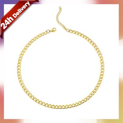 China Dylam TRENDY Minimalist Gold Plated Cuban Chain Link Unisex Stackable Necklaces Adjustable Size Stack Stainless Steel Necklace For Men for sale