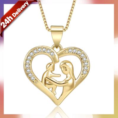 China Good Quality Dylam FASHIONABLE NO MOQ Gold Plated Love Baby Mom Pendant Mothers Day 18K Memory Heart Daughter Necklace Mother Daughter for sale