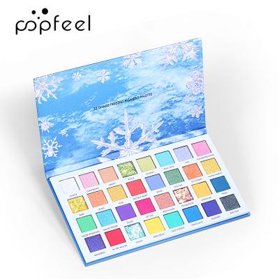 China Waterproof 32 Colors Snowflake Matte Shimmer Eyeshadow Palette Glitter High Dye Eyeshadow Pallet for sale