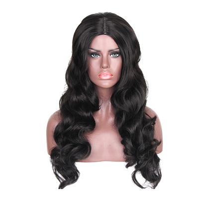 China Glueless Super Natural Synthetic Medium Fake Deep Hair Scalp Wave Hair Medium Part Big Wave Hair Wigs For Women Daily Wear for sale