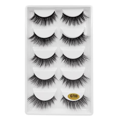 China Custom Natural Long Length 5 Pairs False Mink Eyelash Magnetic Silk False Eyelash Set / 3D Box for sale