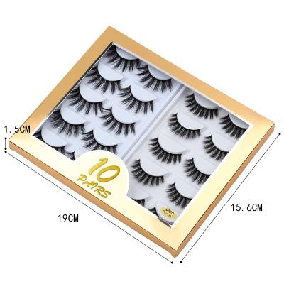 China 10 Pairs Natural Dense False Eyelashes 3d Set Mixed Dense Eyelashes Kit With Tweezers for sale