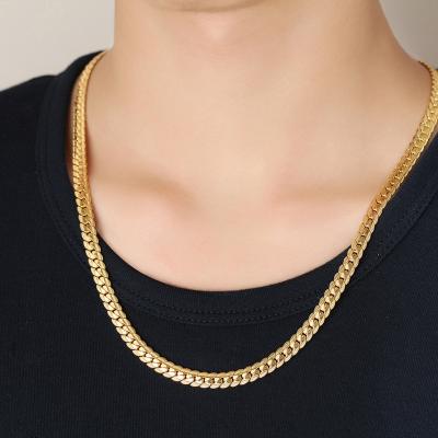 China Hot Sale Hiphop 18K Gold Plated Chain Necklace 5mm Necklace 20inch Brass Jewelry For Man for sale