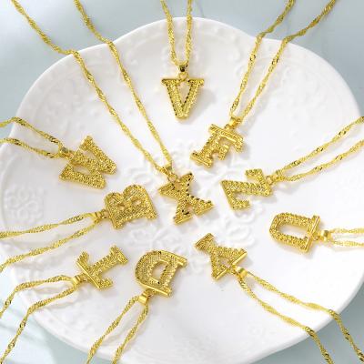 China Hot Selling High Quality Gold Plated 26 Letter Alloy Pendant Necklace 16 Inches Basic Chain Necklace for sale