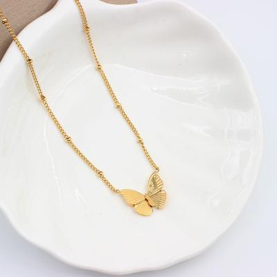 China CLASSIC Personalized 18K Gold Plated Stainless Steel Butterfly Necklace Charm Pendant Necklace Jewelry for sale