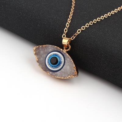 China Promotion Clavicle Chain Statement Necklace Long Vintage Turkish Evil Eye Pendant Necklace For Women for sale