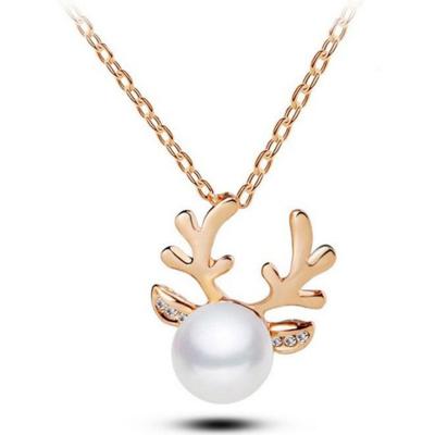 China Promotion Necklace Christmas Decor Reindeer Ear Stud Pendant Decorations For Home Ornament Christmas Gift for sale